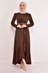 Ceinturée Robe Marron BR5078 - Thumbnail