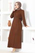 Ceinturée Robe Marron MM2558 - Thumbnail