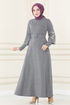 Ceinturée Robe Modèle: MSL1610 Gris - Thumbnail