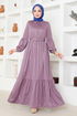 Ceinturée Robe Modèle: MSL4003 Sombre Lilas - Thumbnail