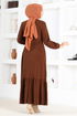 Ceinturée Robe MSL8171 Marron - Thumbnail