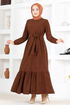 Ceinturée Robe MSL8171 Marron - Thumbnail