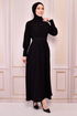 Ceinturée Robe Noir FIN5510 - Thumbnail