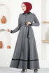 Ceinturée Robe Numéro de modèle: MSL2395 Gris - Thumbnail