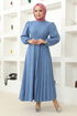 Ceinturée Robe Numéro de modèle: MSL4011 Bleu - Thumbnail