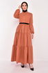 Ceinturée Robe Orange LM2613 - Thumbnail