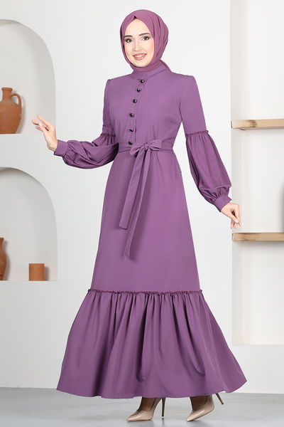 ASM - Ceinturée Robe TM2665 Sombre Lilas