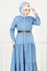 Ceinturée Sensuel Jeans Robe 0332MSS941-L Ouvert Jeans - Thumbnail