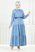 Ceinturée Sensuel Jeans Robe 0332MSS941-L Ouvert Jeans - Thumbnail