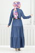 Ceinturée Sensuel Jeans Robe 0332MSS941-L Sombre Jeans - Thumbnail