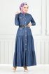 Ceinturée Sensuel Jeans Robe 0332MSS941-L Sombre Jeans - Thumbnail