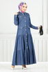 Ceinturée Sensuel Jeans Robe 0332MSS941-L Sombre Jeans - Thumbnail