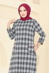 Cep Detaylı Ekose Tunik 1102BRZ597-MS Gri - Thumbnail