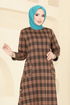 Cep Detaylı Ekose Tunik 1102BRZ597-MS Taba - Thumbnail