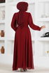 Chiffon Abendkleid END5525 Bordeaux - Thumbnail