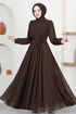 Chiffon Abendkleid END5525 Dunkel Braun - Thumbnail