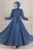 Chiffon Abendkleid END5525 Indigo - Thumbnail