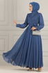 Chiffon Abendkleid END5525 Indigo - Thumbnail