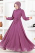 Chiffon Abendkleid END5525 Offen Lila - Thumbnail