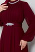 Chiffon Abendkleid LPN6056 Bordeaux - Thumbnail