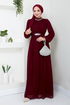 Chiffon Abendkleid LPN6056 Bordeaux - Thumbnail