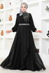 Chiffon Abendkleid MSL52885 Schwarz - Thumbnail