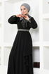 Chiffon Abendkleid MSL52885 Schwarz - Thumbnail