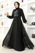 Chiffon Abendkleid MSL52886 Schwarz - Thumbnail