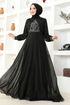 Chiffon Abendkleid MSL52886 Schwarz - Thumbnail