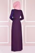 Chiffon Detail Abendkleider Damson ASM22650 - Thumbnail