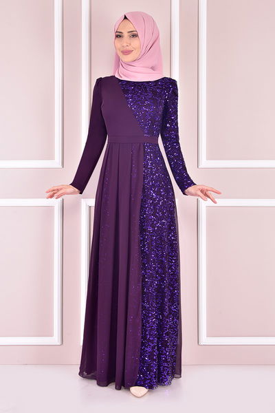 ASM - Chiffon Detail Abendkleider Damson ASM22650