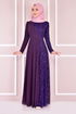Chiffon Detail Abendkleider Damson ASM22650 - Thumbnail