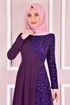 Chiffon Detail Abendkleider Damson ASM22650 - Thumbnail