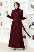 Chiffon Detailed Evening dress ASM2691 Burgundy - Thumbnail