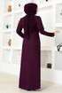 Chiffon Detailed Evening dress ASM2691 Damson - Thumbnail