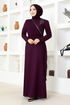 Chiffon Detailed Evening dress ASM2691 Damson - Thumbnail