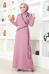 Chiffon Detailed Evening dress ASM2691 Rose Kurusu - Thumbnail