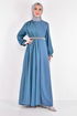 Chiffon Details Abendkleid Blau ASM2448 - Thumbnail