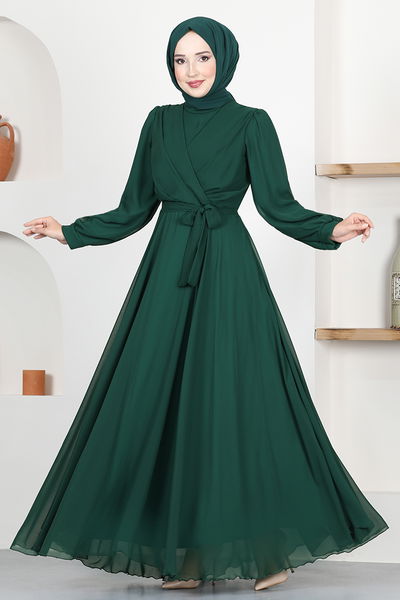 END - Chiffon Evening dress END5525 Emerald