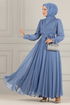 Chiffon Evening dress END5525 Indigo - Thumbnail