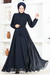 Chiffon Evening dress END5525 Navy blue - Thumbnail