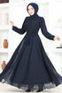 Chiffon Evening dress END5525 Navy blue - Thumbnail