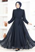 Chiffon Evening dress END5525 Navy blue - Thumbnail