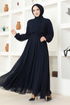 Chiffon Evening dress END5559 Navy blue - Thumbnail