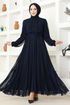 Chiffon Evening dress END5559 Navy blue - Thumbnail