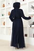 Chiffon Evening dress END5559 Navy blue - Thumbnail