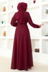 Chiffon Evening dress MSL52886 Burgundy - Thumbnail