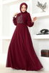 Chiffon Evening dress MSL52886 Burgundy - Thumbnail