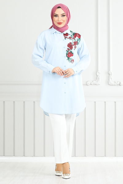 MRV E.V.O. - Çiçek Baskılı Tunik 405EVO1065-M Bebe Mavisi