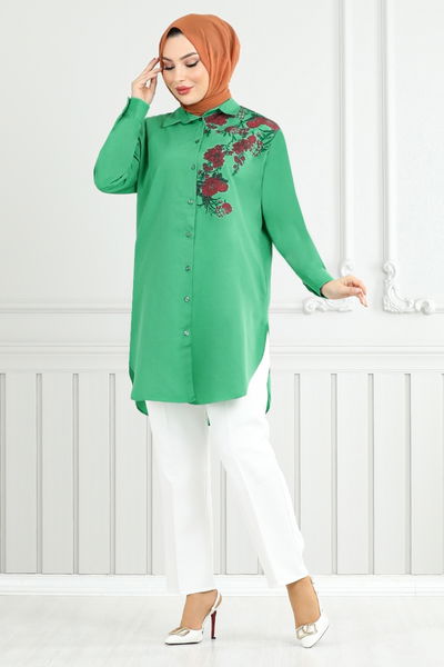 MRV E.V.O. - Çiçek Baskılı Tunik 405EVO1065-M Benetton Yeşili